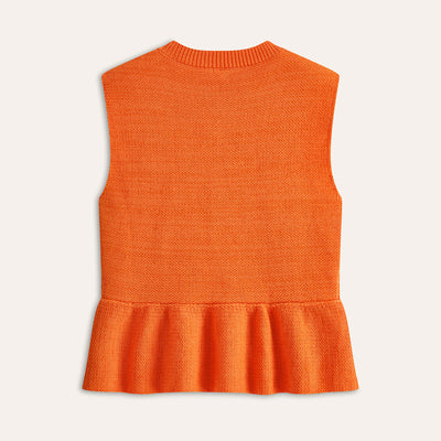 Ravella | Kamizelka swetrowa bez rękawów z falbaną