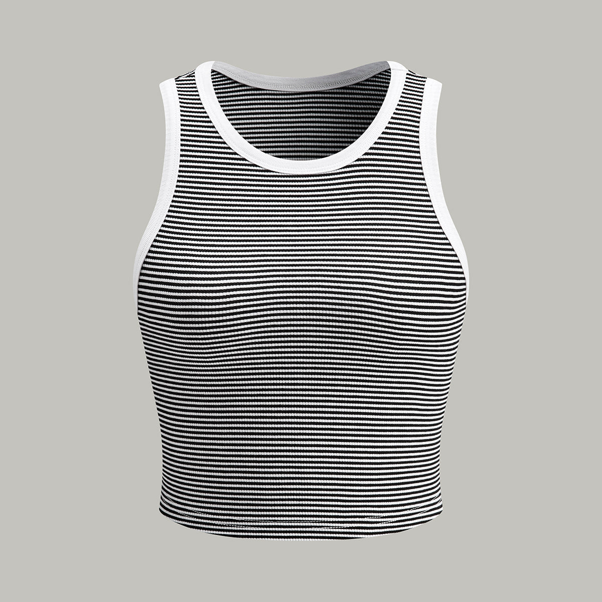 Soreya | Paski Top na Ramiączkach z Dekoltem Okrągłym