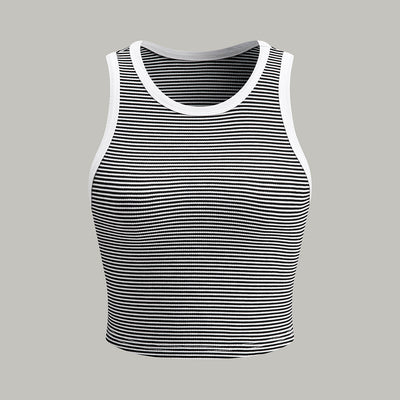 Soreya | Paski Top na Ramiączkach z Dekoltem Okrągłym