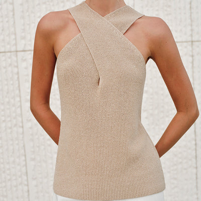 Camila | Top na ramiączkach z kołnierzem krzyżowym