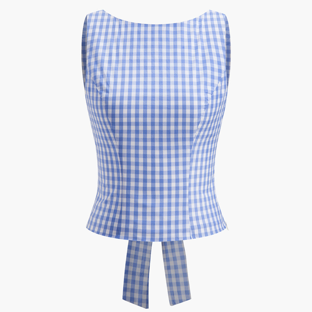 Fenice | Krótki top w kratkę z kokardą na plecach