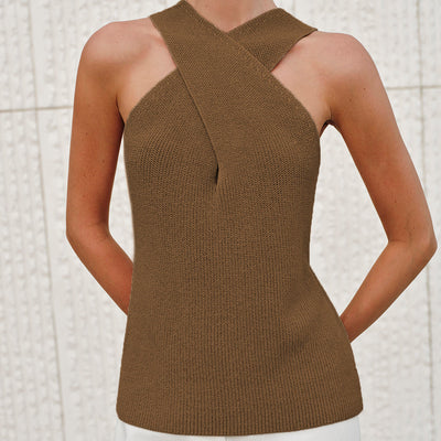 Camila | Top na ramiączkach z kołnierzem krzyżowym