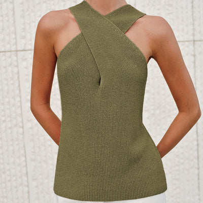 Camila | Top na ramiączkach z kołnierzem krzyżowym