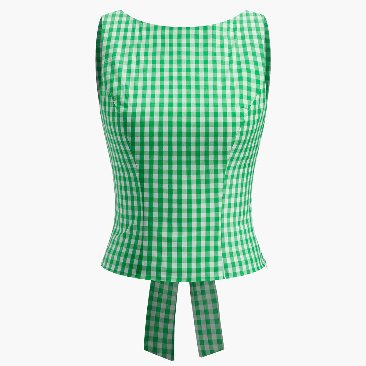 Fenice | Krótki top w kratkę z kokardą na plecach