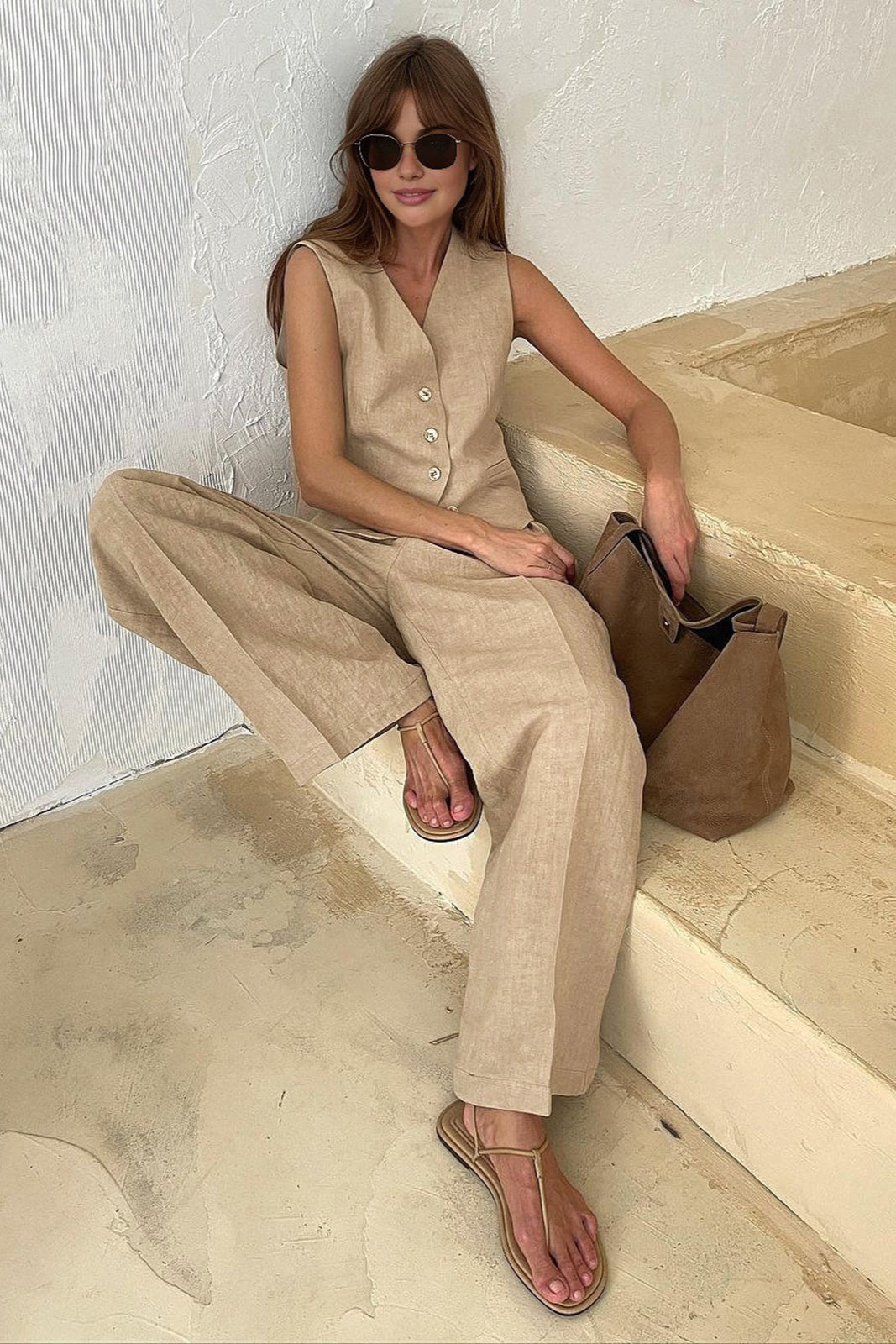 Salma | Zestaw spodni z bawełny i lnu