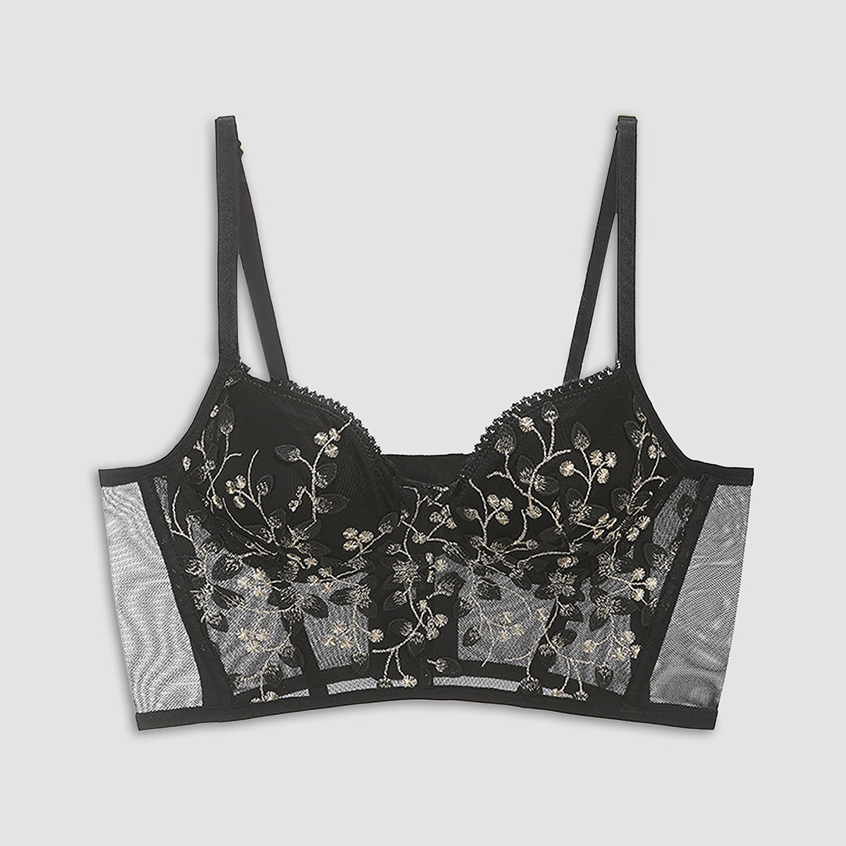 Cevana | Kwiatowy półprzezroczysty top koronkowy