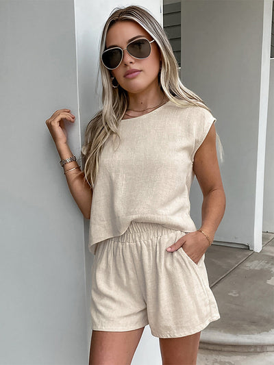 Taylra | Zestaw szortów z kieszeniami z bawełny i lnu