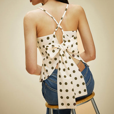 Jalyssa | Top w groszki z wiązaniem na plecach