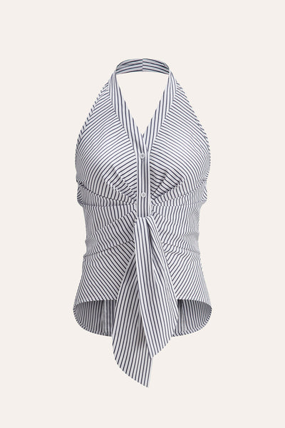 Danna | Paski Halter Tie Top