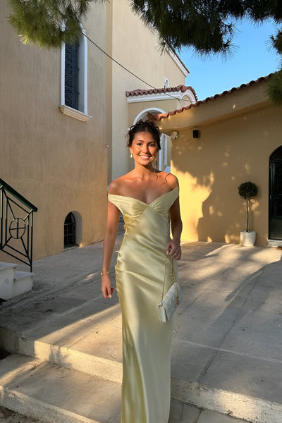 Thekla | Satynowa Maxi Sukienka Bez Pleców