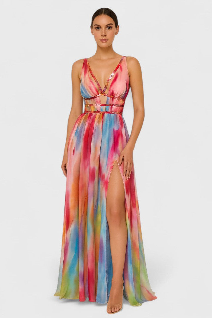 Freya | Długa sukienka malowana
