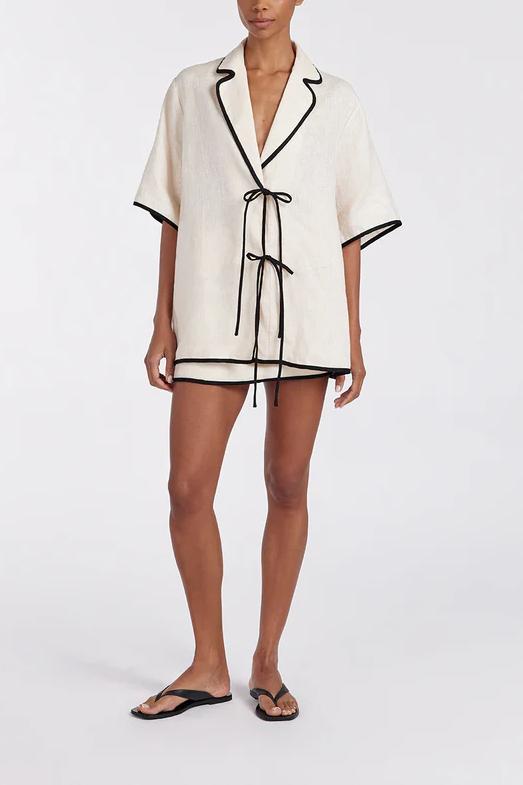 Elanira | Czarny zestaw spódnicy z kremem