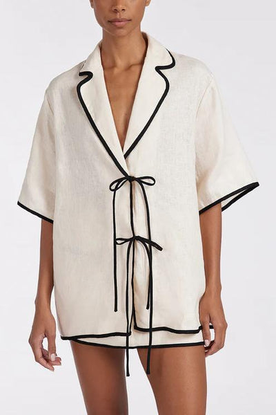 Elanira | Czarny zestaw spódnicy z kremem