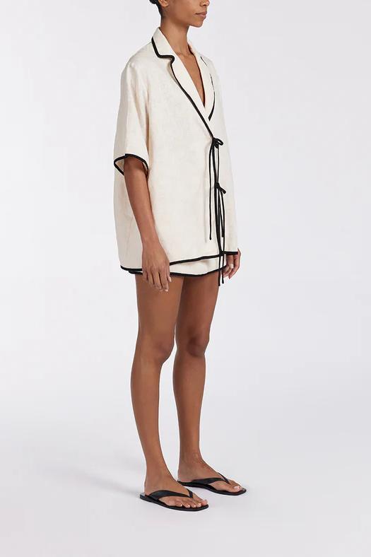 Elanira | Czarny zestaw spódnicy z kremem