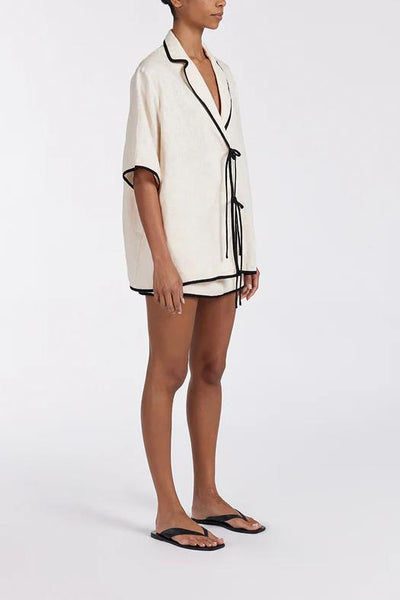 Elanira | Czarny zestaw spódnicy z kremem