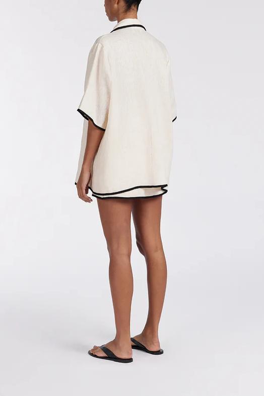 Elanira | Czarny zestaw spódnicy z kremem