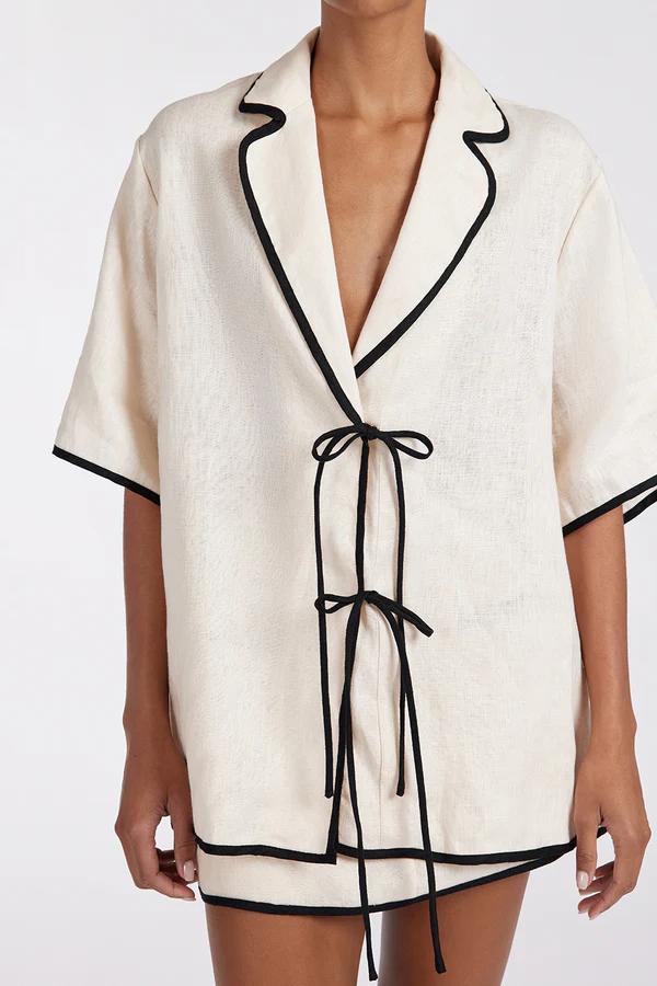 Elanira | Czarny zestaw spódnicy z kremem