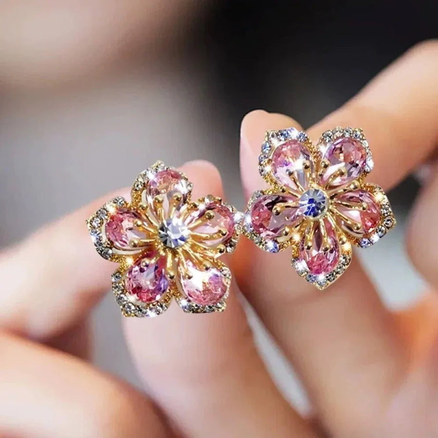 Sterling Silver Earrings with Colorful Zirconia