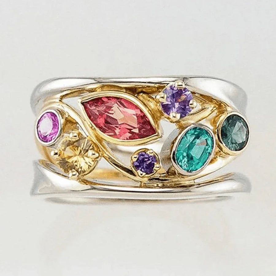 Vintage Ring with Gold and Silver-Colored Zirconia