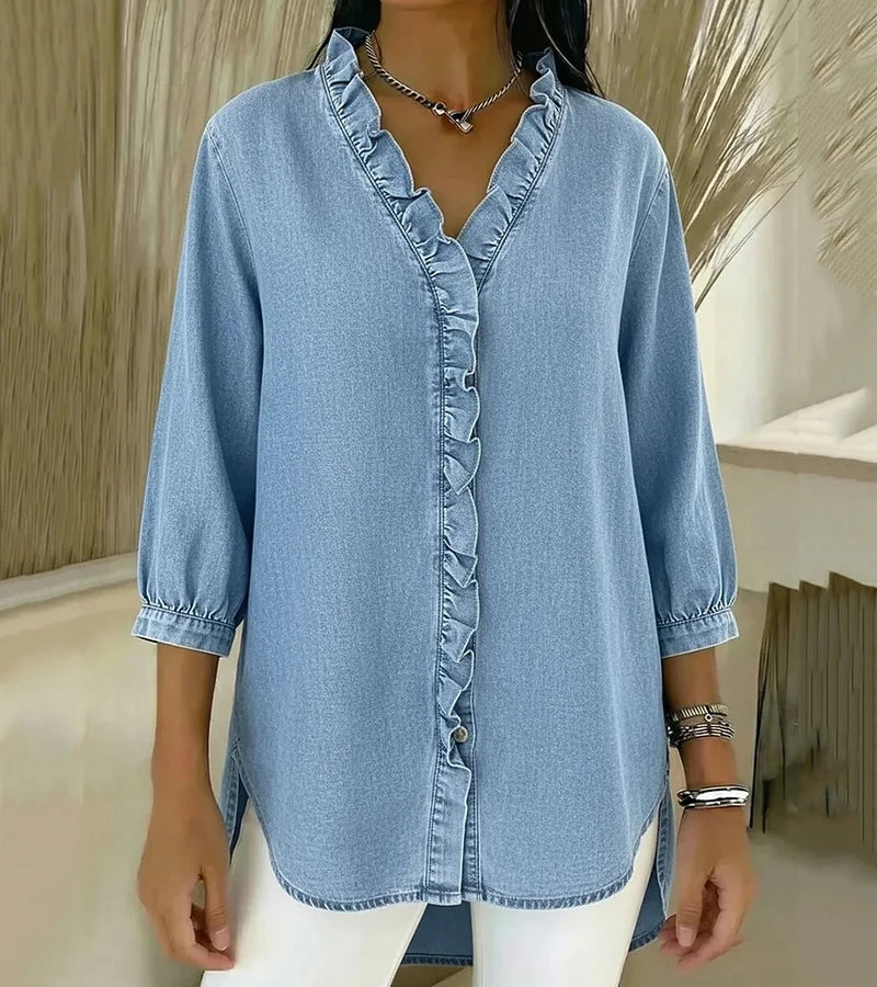 Abigail Elegant Denim Blouse