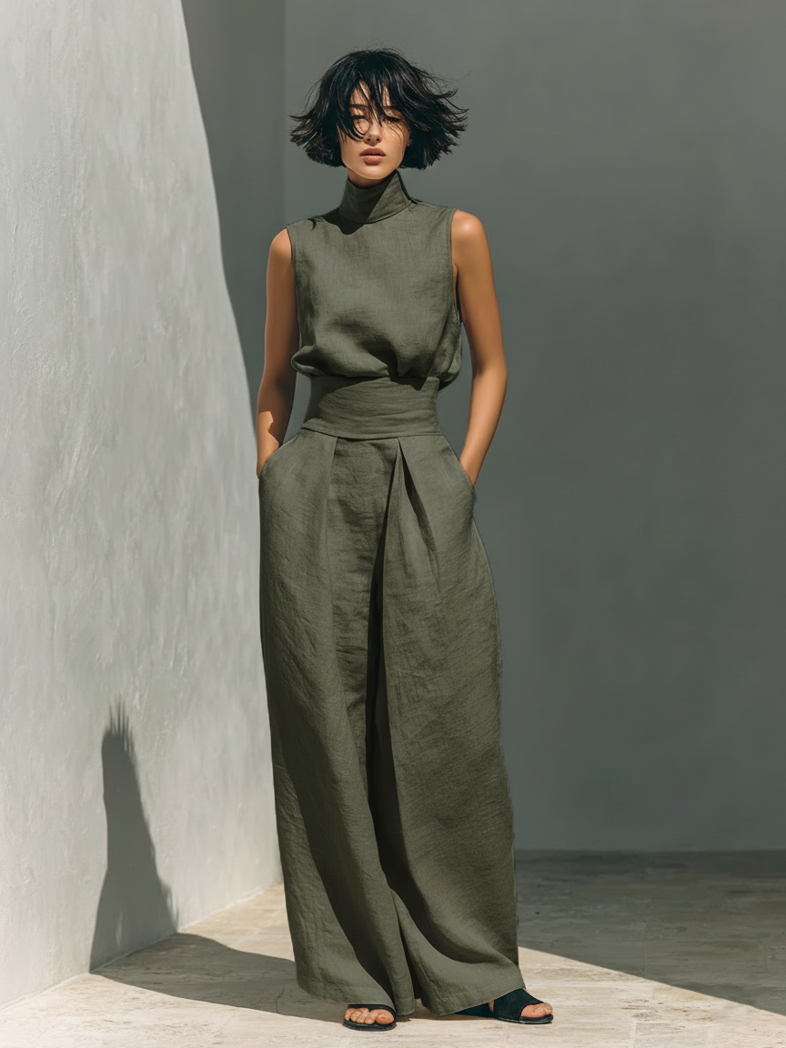 Vlatka – Sleeveless Blouse and Wide Leg Pants Set