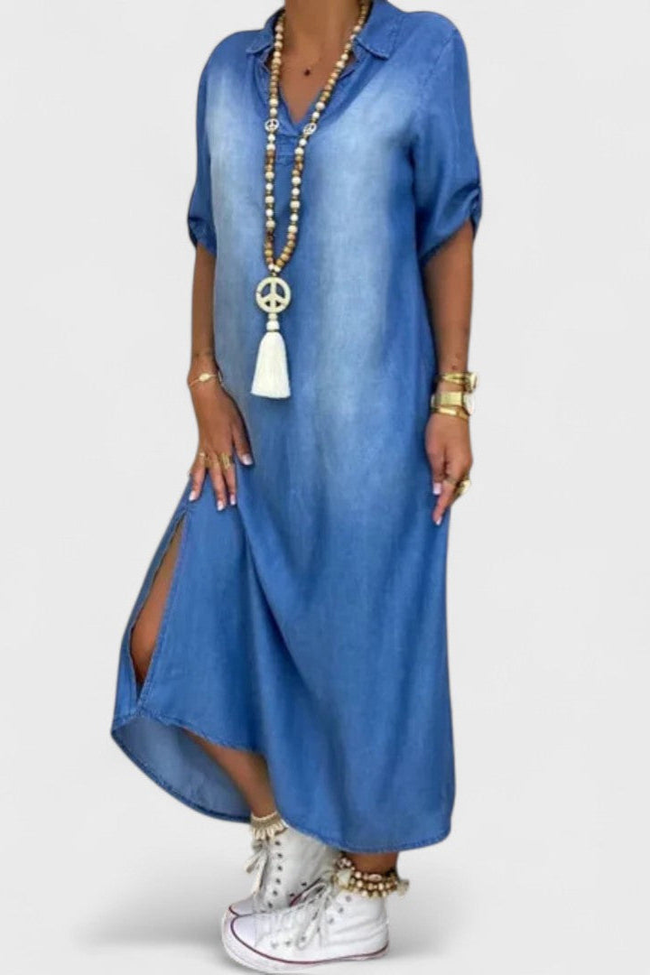 Ilse | Letnia sukienka z dekoltem w serek z denimu