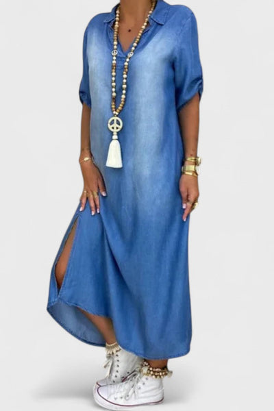 Ilse | Letnia sukienka z dekoltem w serek z denimu