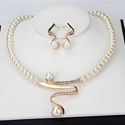 Zestaw biżuterii z perłami – Naszyjnik i kolczyki