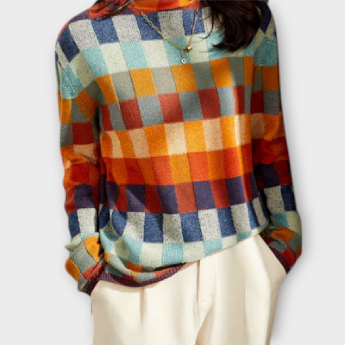 Erika - Patchwork Turtleneck Jumper