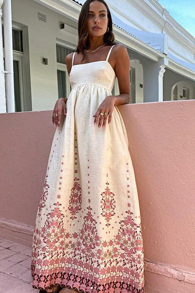 Julieta | Długa sukienka na ramiączkach z kwiatowym wzorem