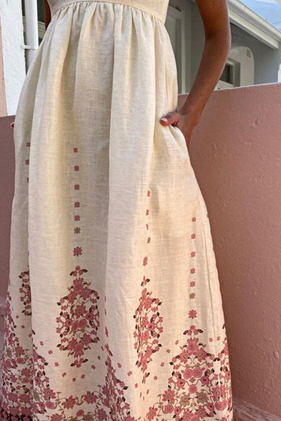 Julieta | Długa sukienka na ramiączkach z kwiatowym wzorem