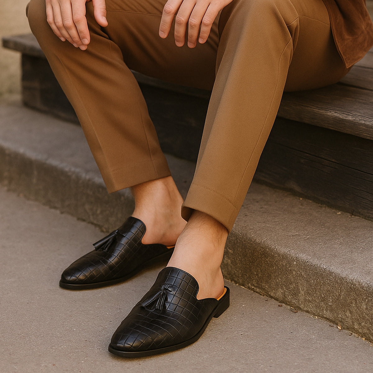 Men's Leather Mule Loafers – Slip-On Comfort & Style
