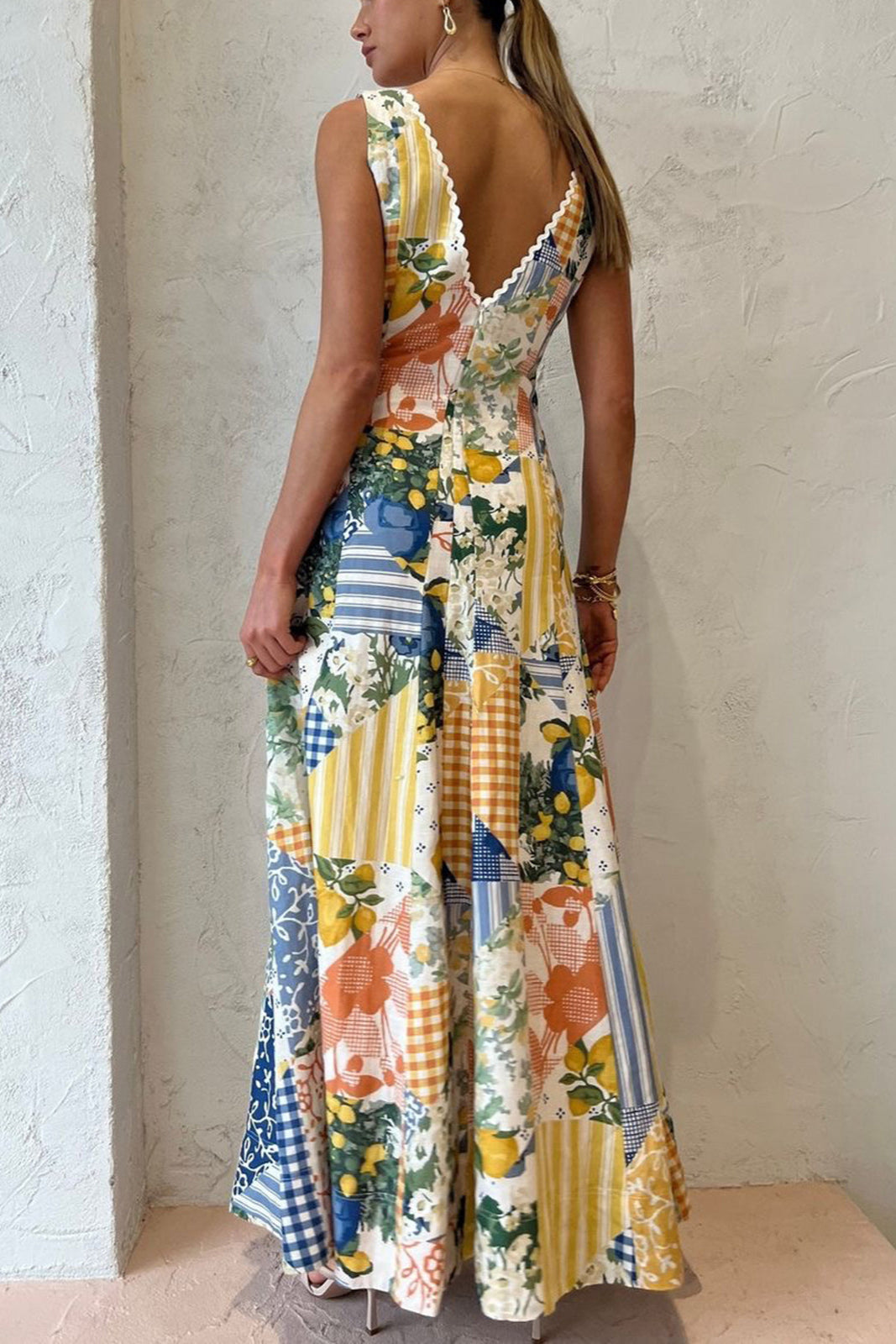 Mariella | Sukienka Maxi w Print Cytrynowy