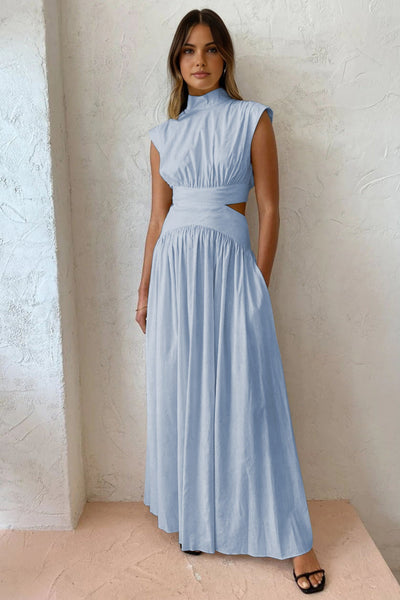 Matilde | Sukienka Maxi z Wycięciem i Stójką