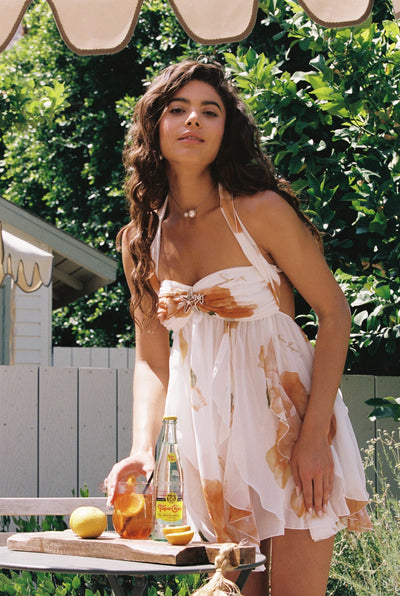 Aniela | Kwiatowa mini z szyfonu