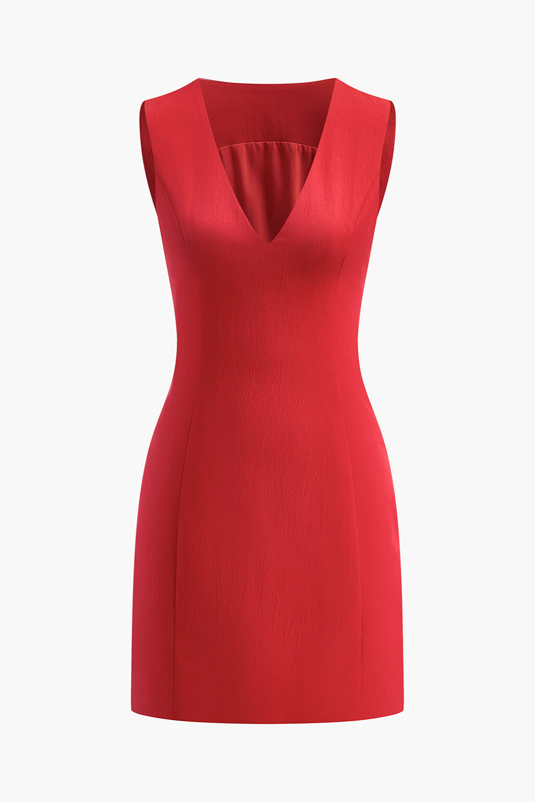 Nicoletta | Dopasowana sukienka bez rękawów z dekoltem w serek
