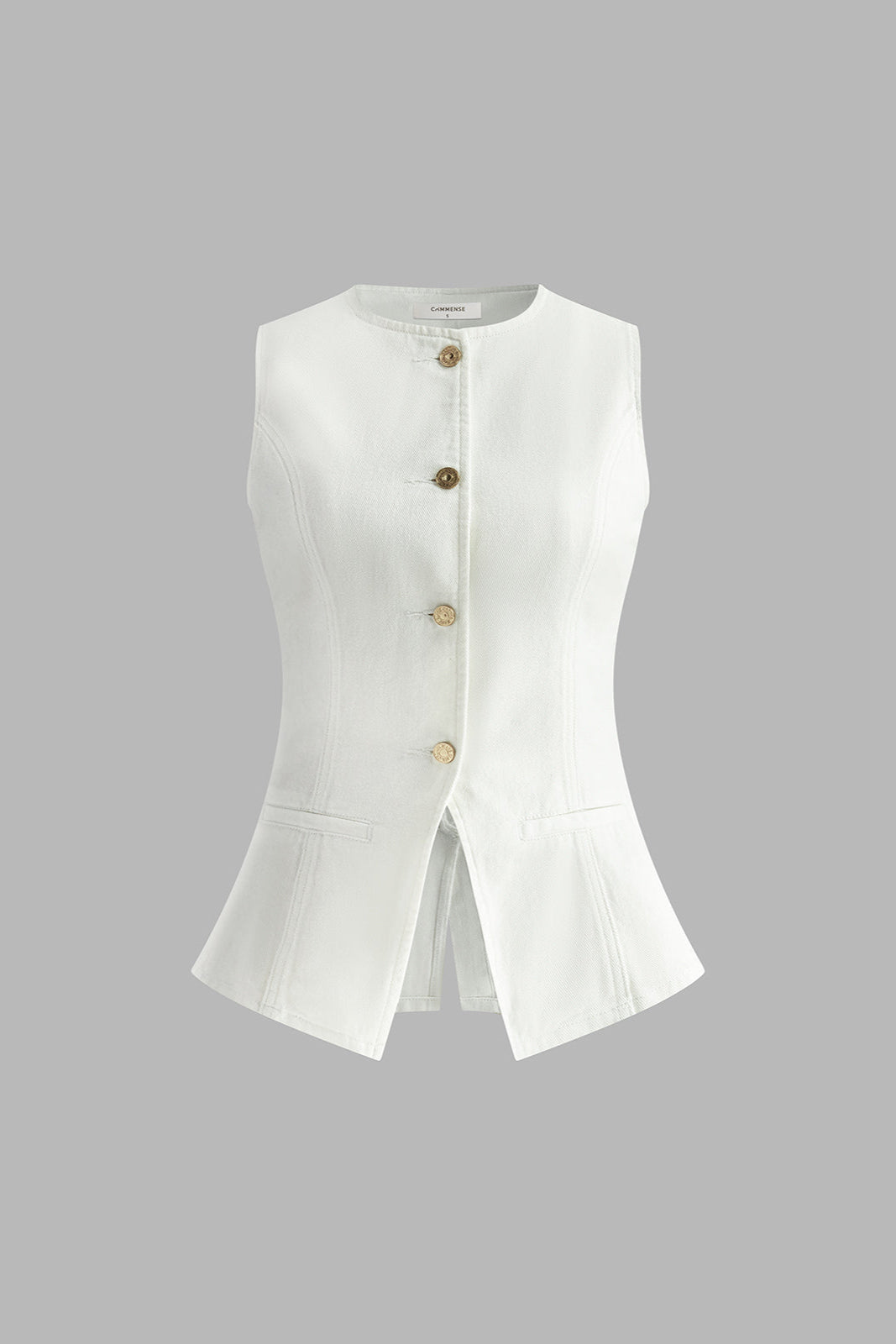 Noa | Denim Peplum Kamizelka z Szortami