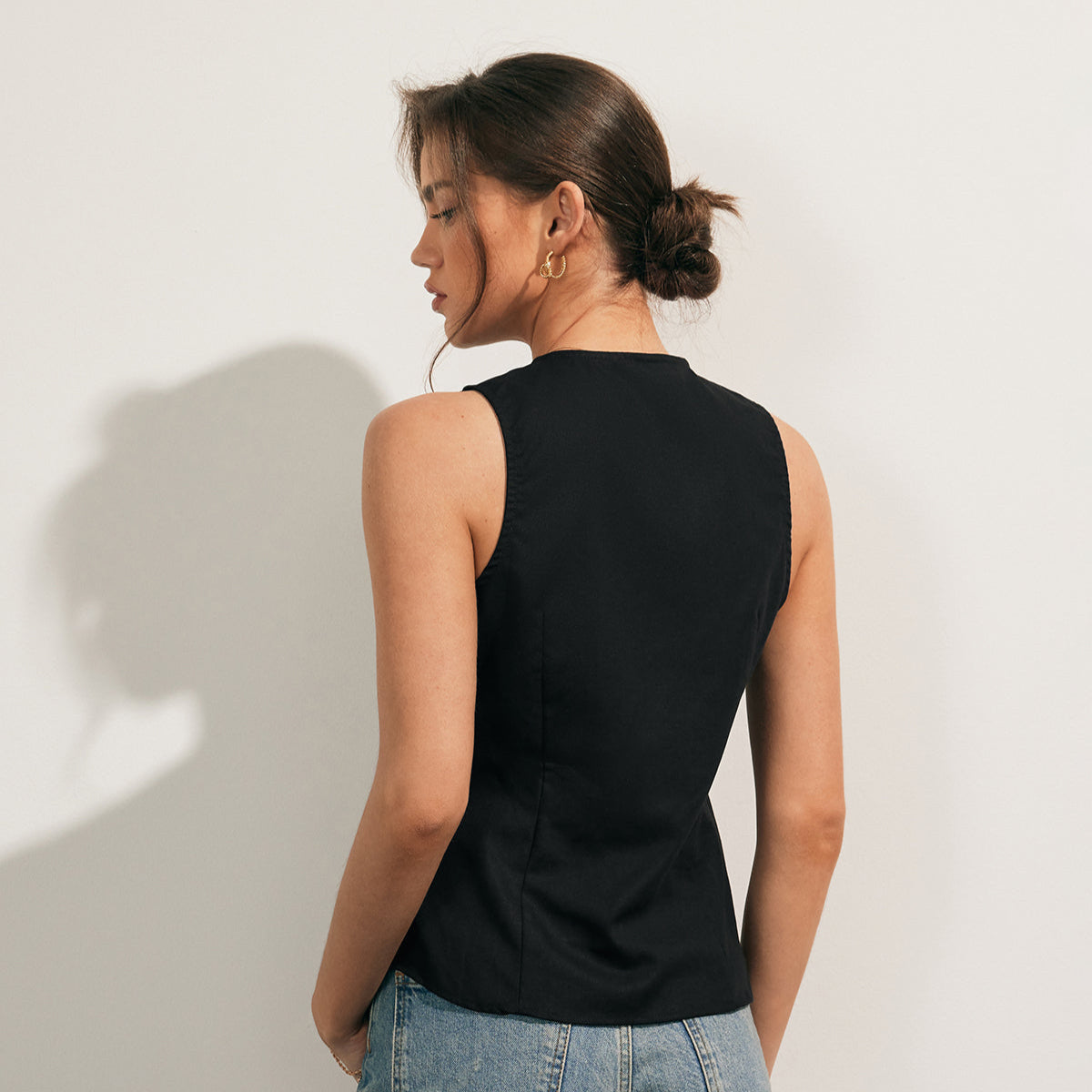 Nuria | Bawełniany top na ramiączkach z guzikami