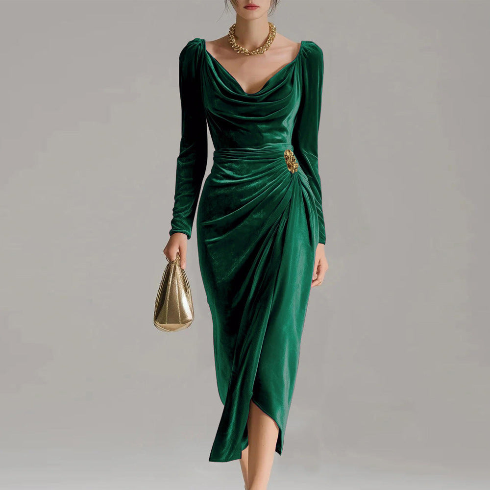 Lunori™ | Sylvana Velvet Midi Dress