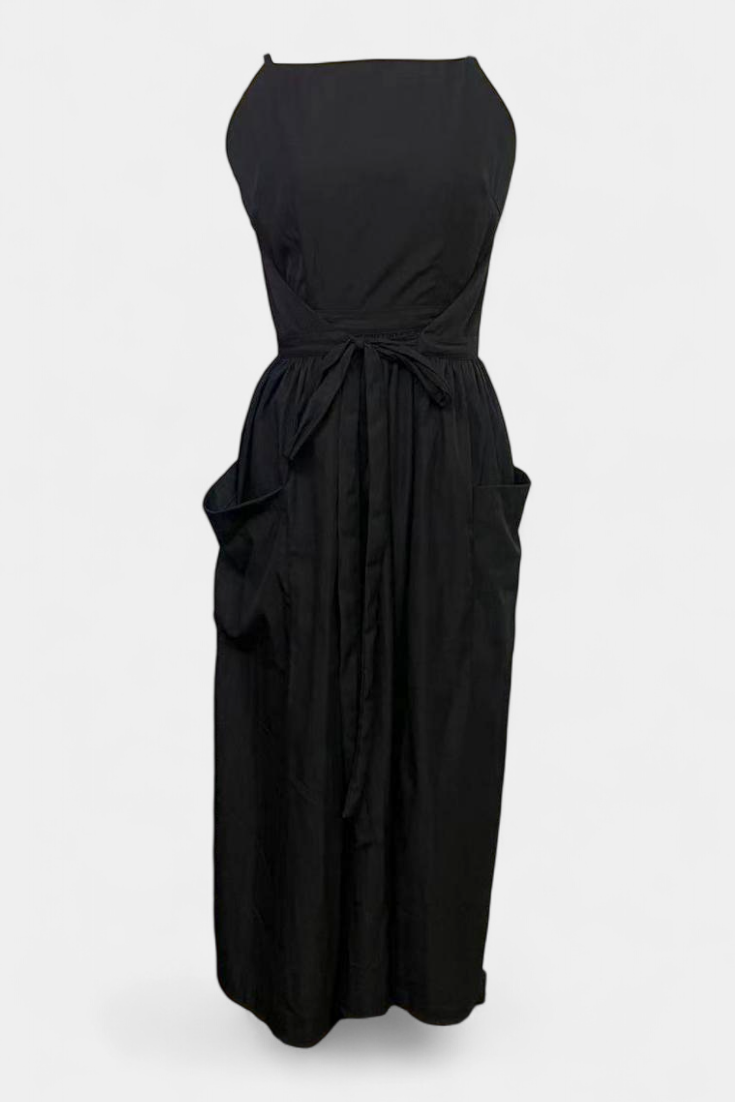 Alina | Dezi Długa Sukienka Bez Ramiączek z Regulowanymi Sznurkami Bocznie