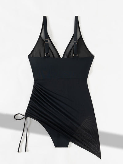 Luba | Wyszczuplający kostium kąpielowy z siateczką i sarongiem