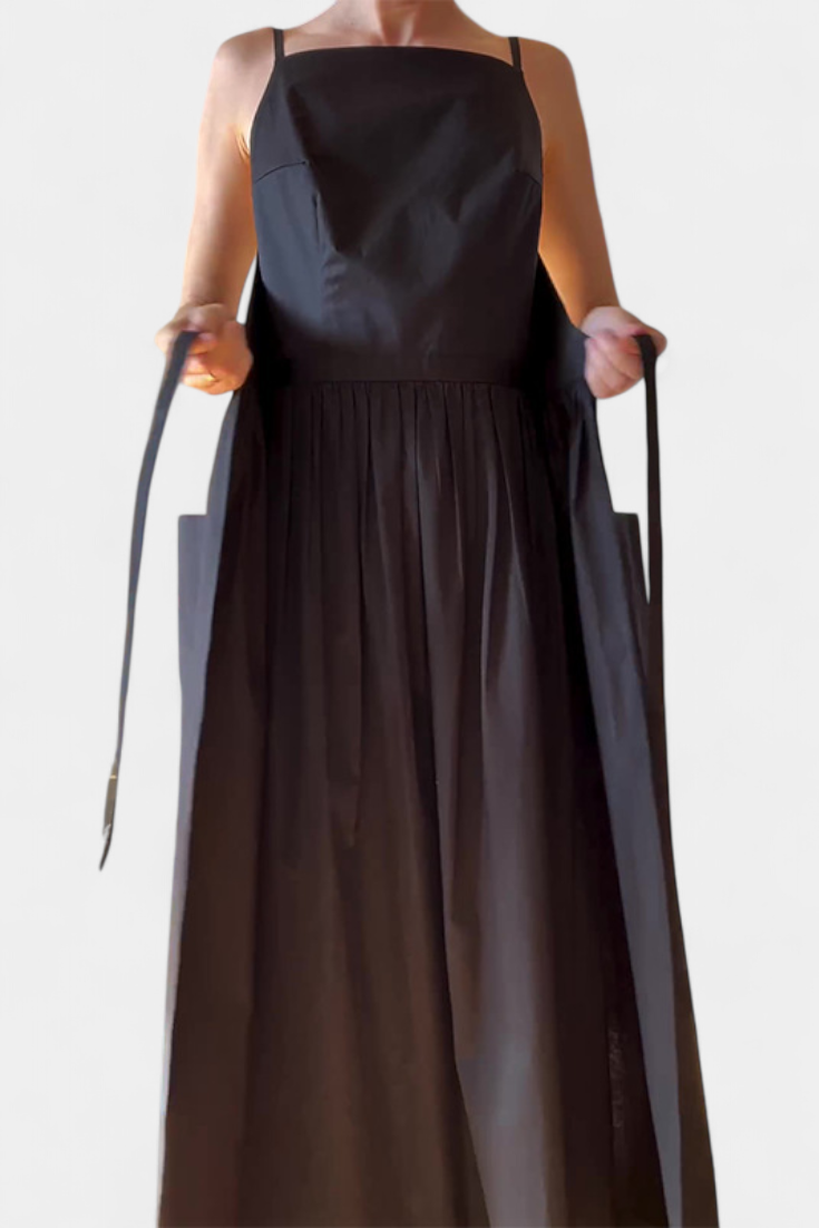 Alina | Dezi Długa Sukienka Bez Ramiączek z Regulowanymi Sznurkami Bocznie