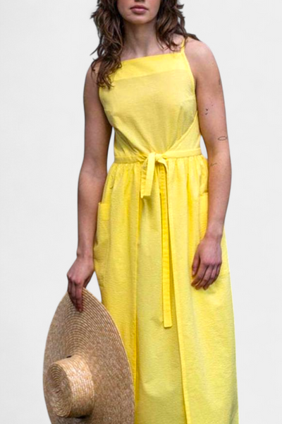 Alina | Dezi Długa Sukienka Bez Ramiączek z Regulowanymi Sznurkami Bocznie