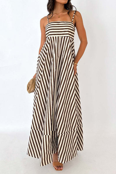 Leyla | Sukienka Maxi z Paskami i Plisami