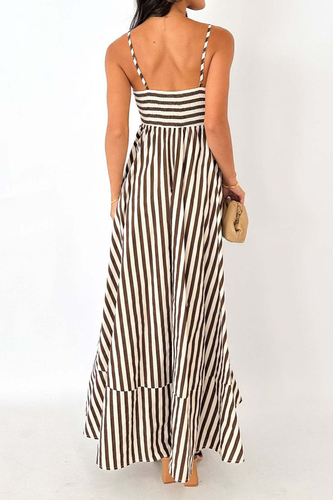 Leyla | Sukienka Maxi z Paskami i Plisami