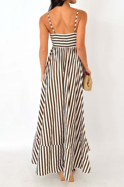 Leyla | Sukienka Maxi z Paskami i Plisami