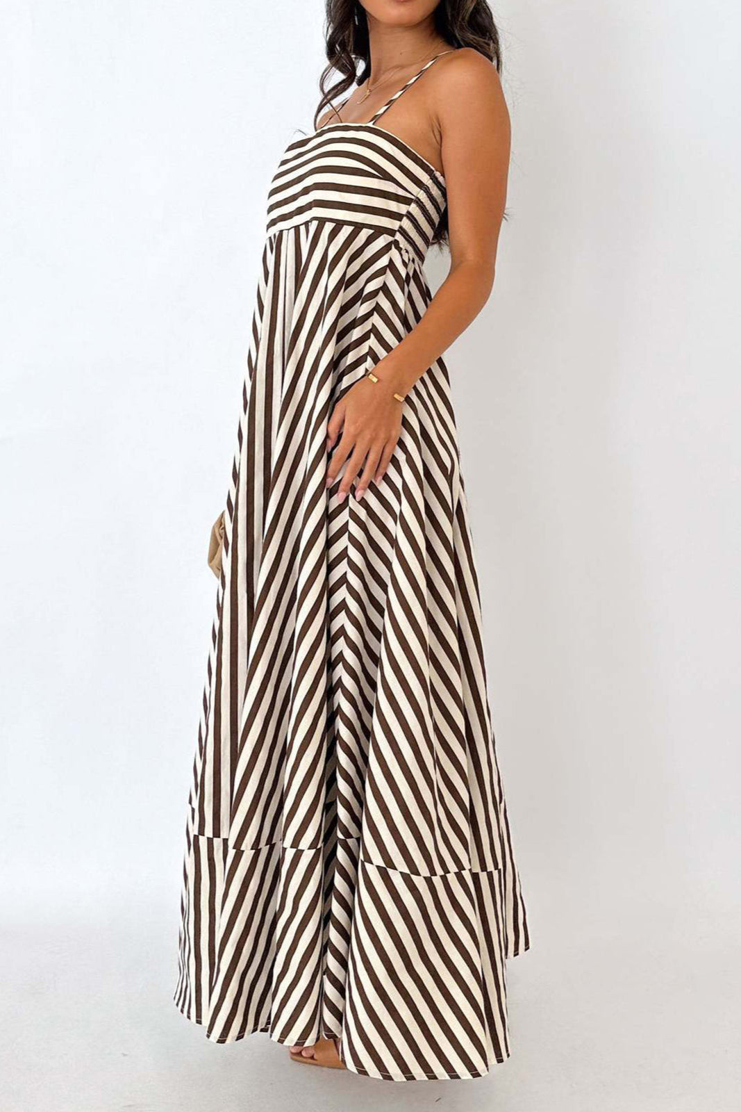 Leyla | Sukienka Maxi z Paskami i Plisami