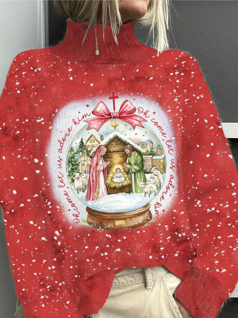 Maria - Christmas Sweater with Nativity Scene