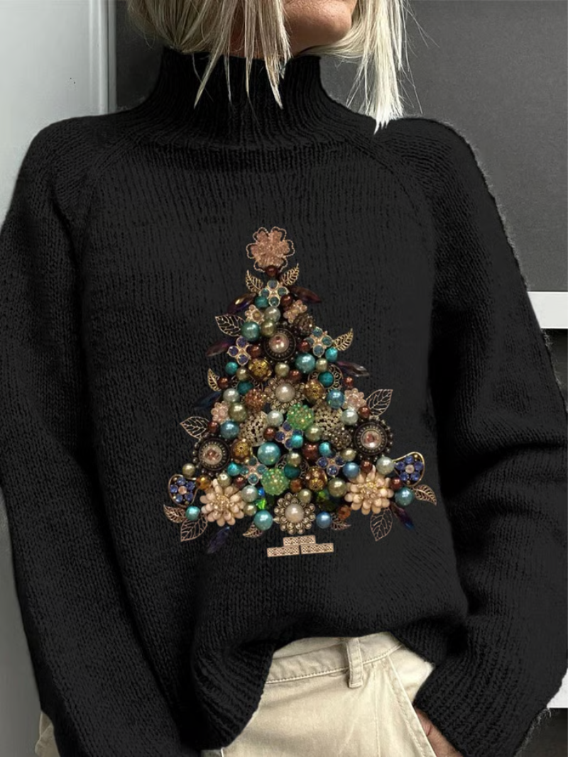 Livia - Christmas Sweater with Elegant Christmas Tree