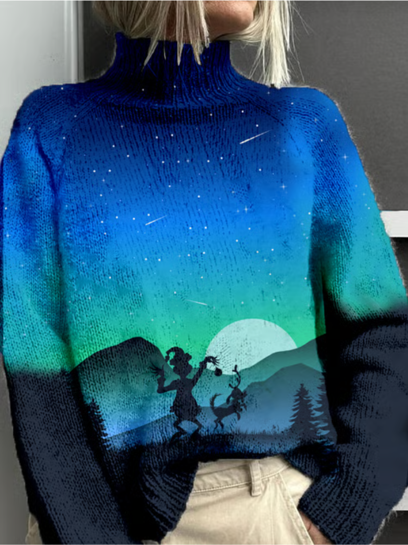 Fenna - Winter Sweater with Night Sky and Deer